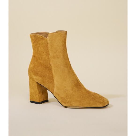 Clorinda Antinori Vera Suede Boots Size 37 or 7 Segale Tan Leather Square Toe - Picture 3 of 15